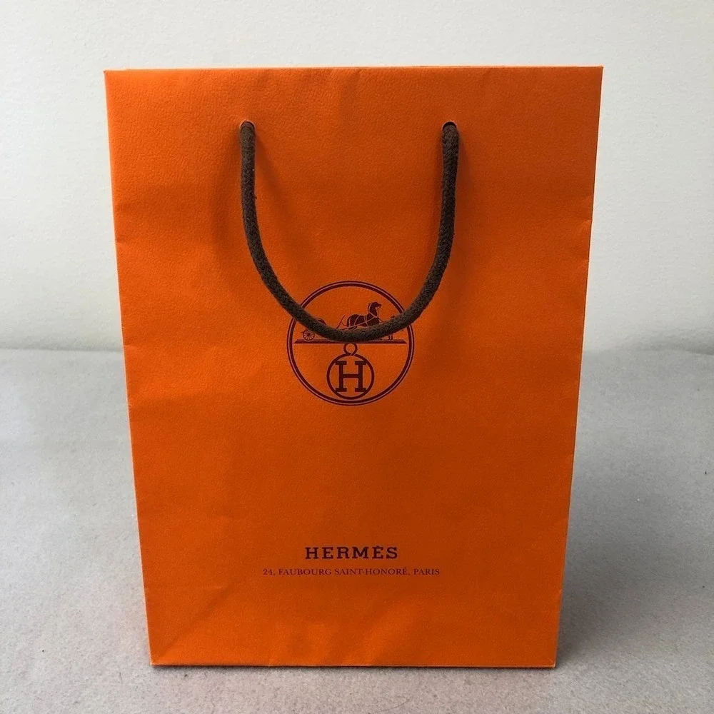 Hermes Authentic Orange Paper Shopping Bag Gift Small Rectangle 11.5x8x3.5